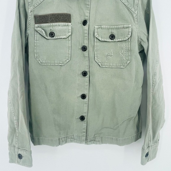 ALLSAINTS Jemma Military Utility Jacket Shacket size 2 Green Distressed Patch - Picture 4 of 15